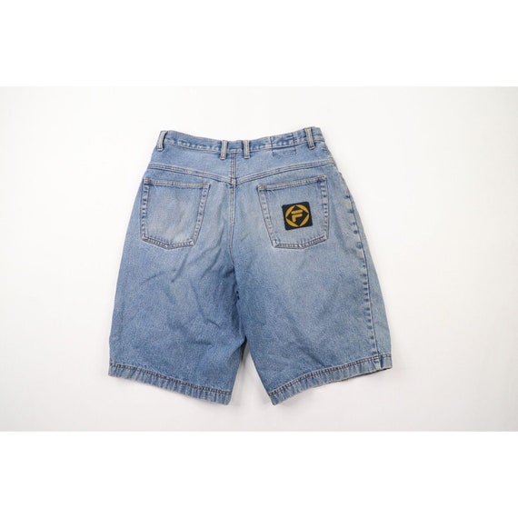 90s FILA Mens Size 34 Distressed Spell Out Denim … - image 10