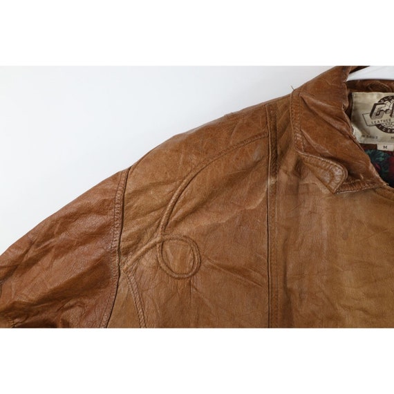 90s Streetwear Womens Medium Distressed Leather F… - image 4