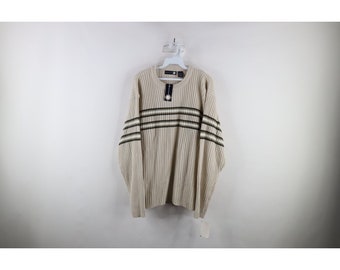 Deadstock Vintage 90s Streetwear Mens Large Striped Ribbed Knit Crewneck Sweater, Vintage Ribbed Knit Sweater, 1990s Striped Sweater, 1990s