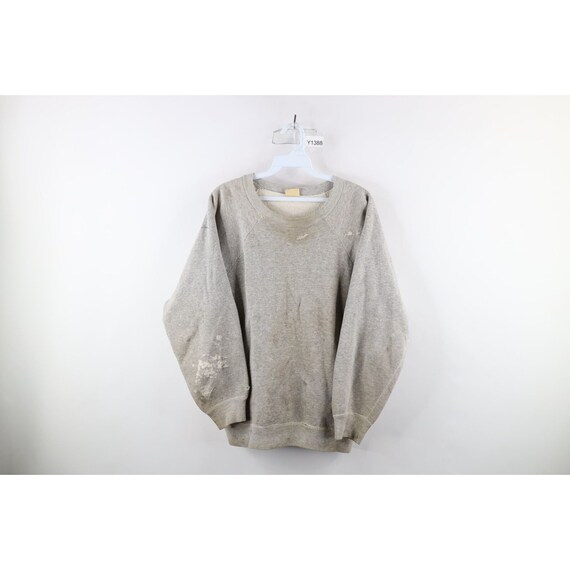 50s Hanes Wind Shield Mens XL 46 Blank Thrashed Sweatshirt Heather 
