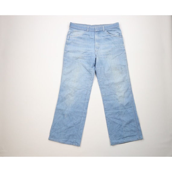 70s Streetwear Mens 34x30 Distressed Wide Leg Bel… - image 1