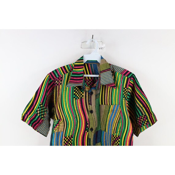 70s Streetwear Mens Small Faded Rainbow Striped C… - image 2