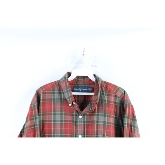 90s Ralph Lauren Mens Size XL Faded Collared Flan… - image 2