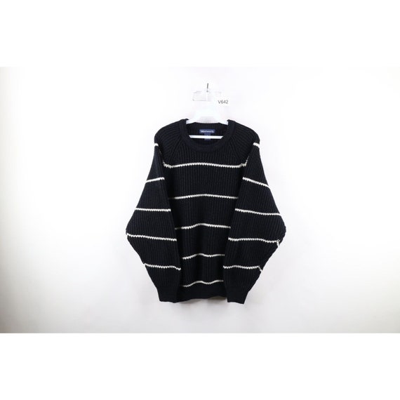 90s Streetwear Womens Large Distressed Striped Ri… - image 1