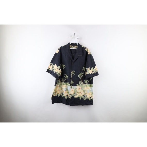 90s Streetwear Mens 2XL Faded Flower Beach Hawaii… - image 1