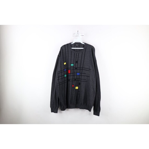 90s Coogi Style Mens 3XL Ed Bassmaster Rainbow Art Knit Cosby