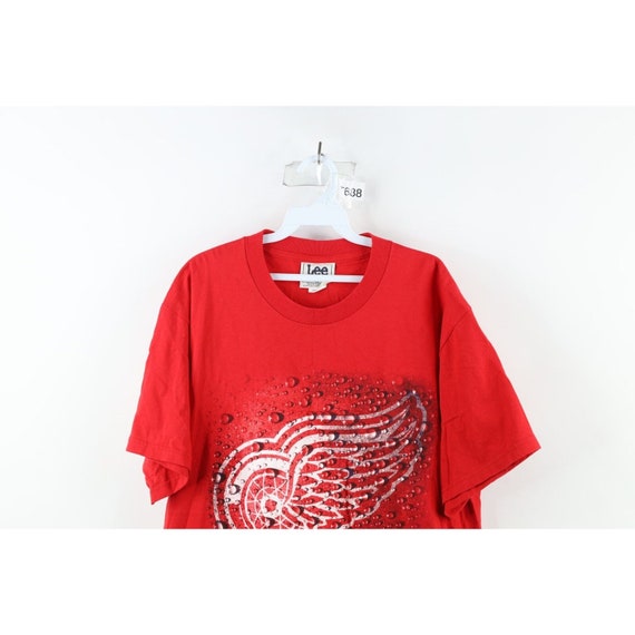 90s Mens Large Faded Spell Out Detroit Red Wings … - image 2