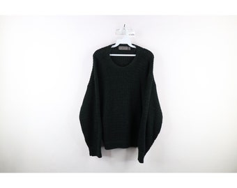 Streetwear des années 90 pour homme grand blanc pull en tricot côtelé épais vert USA, pull en tricot côtelé épais vintage, pull papa des années 1990, pull grand-père