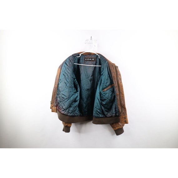 90s Streetwear Mens 40 Distressed Quilted Leather… - image 9