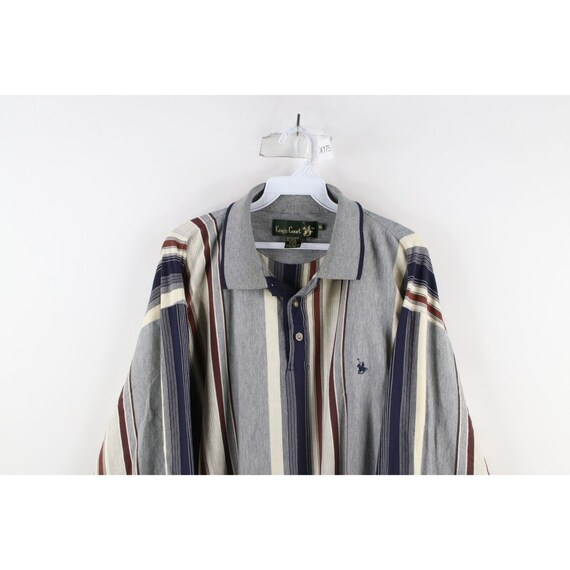 90s Streetwear Mens XL Distressed Striped Collare… - image 2