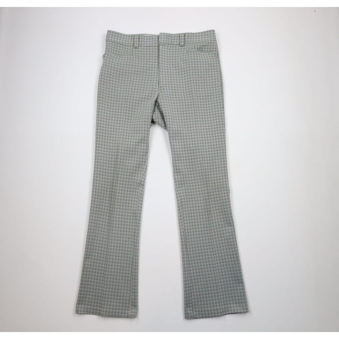 60s 70s Streetwear Mens 36x34 Distressed Knit Wide Leg Bell