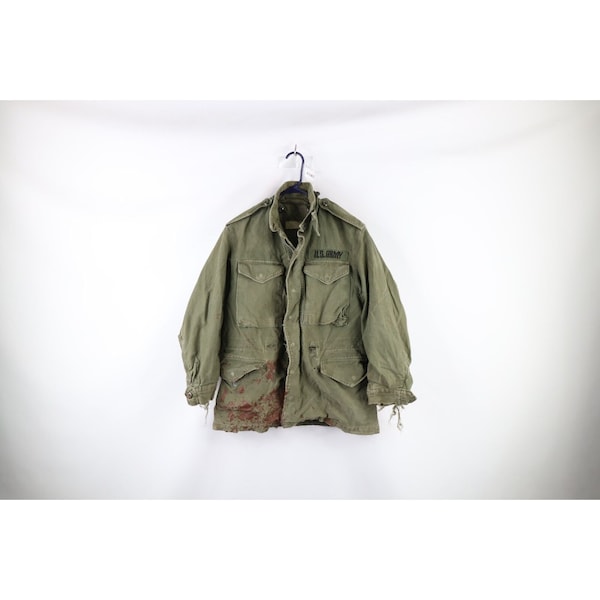 60s Vietnam War Mens Small Thrashed 1964 M-51 OG-107 Field Jacket Green USA, 1960s Field Jacket, Mens Vietnam War Jacket, M51 Field Jacket