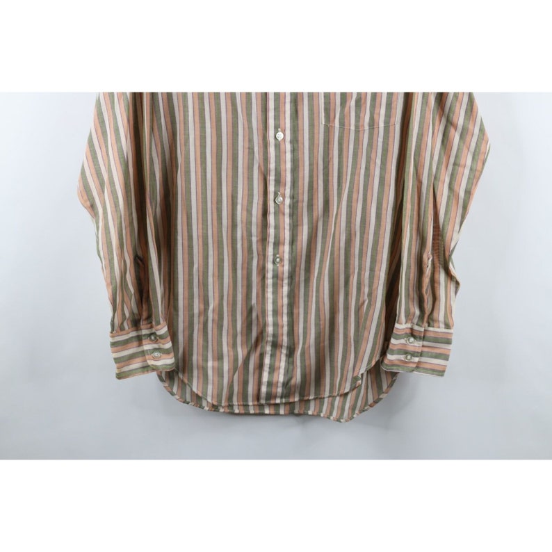 50s 60s Streetwear Mens Large Rainbow Striped Collared Button Shirt USA, Vintage Striped Button Shirt, 1950s Button Shirt, 60s Button Shirt image 3