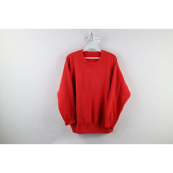 70s Streetwear Womens XL Faded Blank Raglan Crewneck Sweatshirt 