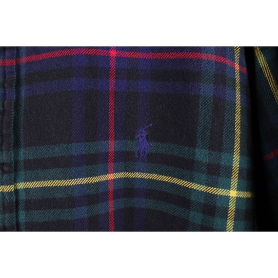 90s Ralph Lauren Mens Medium Faded Rainbow Plaid … - image 4