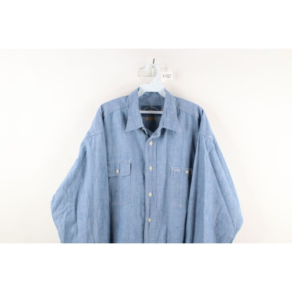 90s Streetwear Mens XL Relaxed Fit Chambray Colla… - image 2