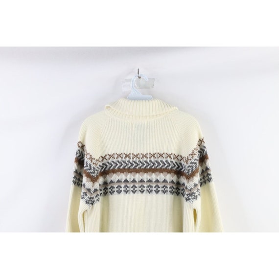 70s Streetwear Mens L Fair Isle Nordic Knit Full … - image 7