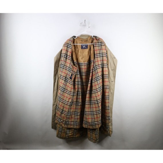 90s Burberry Mens 56 Long Novacheck Plaid Wool Li… - image 8