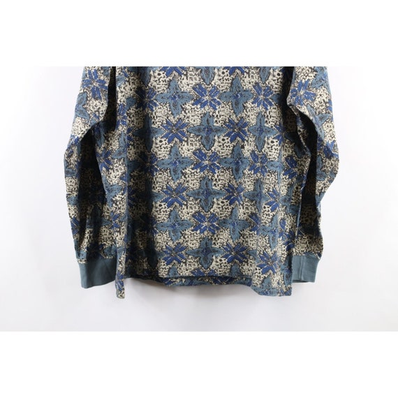 90s Streetwear Mens Large Abstract Flower Long Sl… - image 8