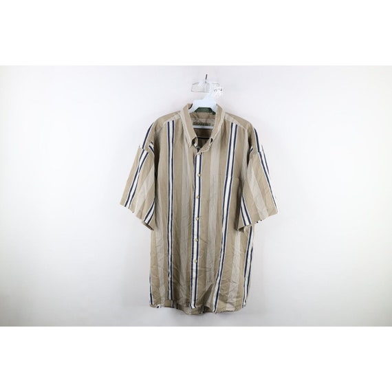 90s Streetwear Mens XL Faded Striped Baggy Fit Sh… - image 1