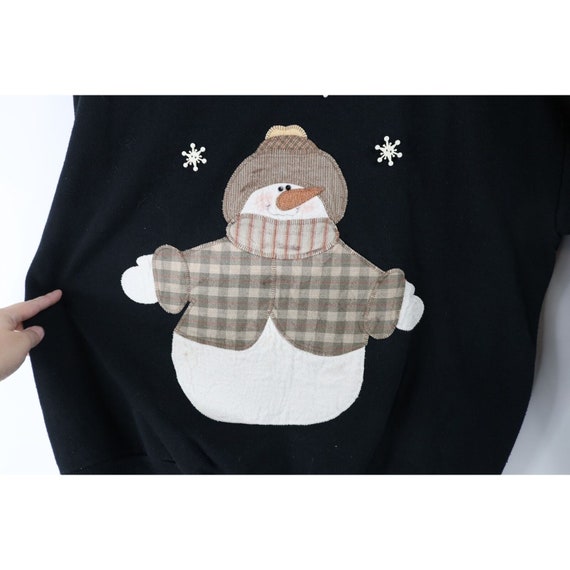 90s Womens XL Distressed Christmas Snowman Crewne… - image 5