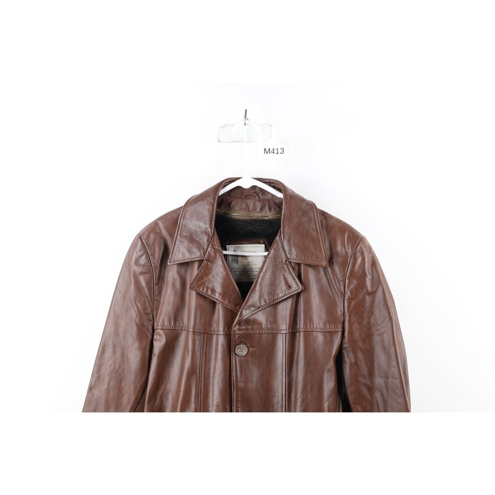 70s Streetwear Mens 38 Distressed Lined Leather Jacket Coat