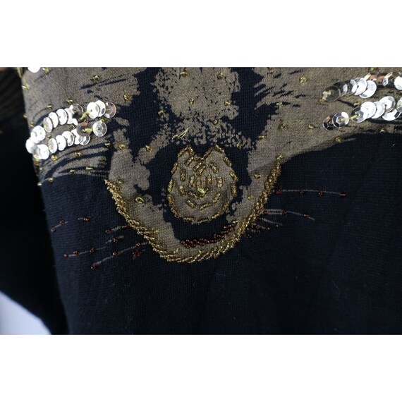 90s Streetwear Womens 2XL Distressed Sequin Fox F… - image 7