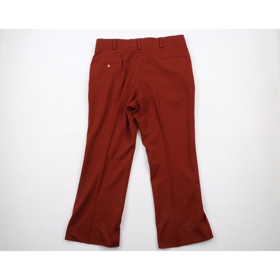 70s Mens 34x28 Knit Wide Leg Bell Bottoms Chino P… - image 8