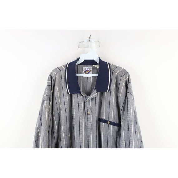 90s Streetwear Mens 2XL XXL Faded Striped Collare… - image 2