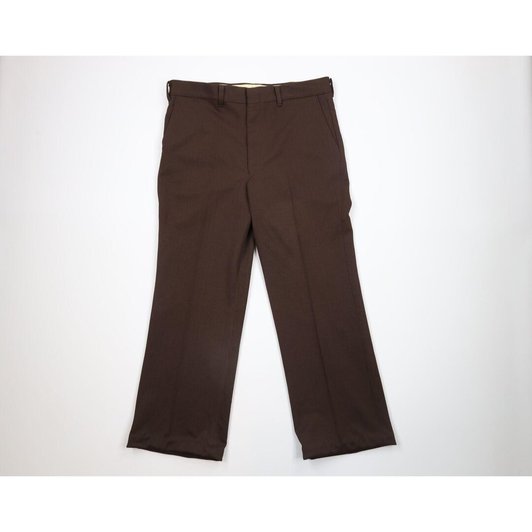 お歳暮 人気 36x29 Mens Streetwear 70s 60s Knit Bottoms Bell Leg Wide パンツ