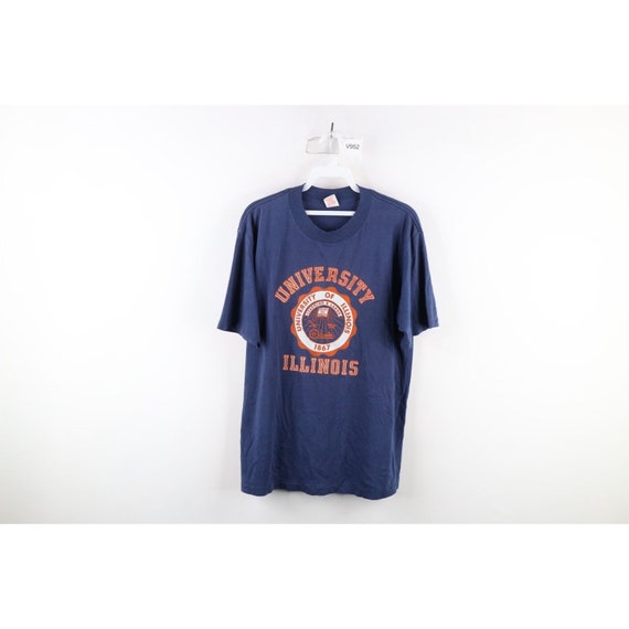 70s Mens XL Faded Spell Out University of Illinoi… - image 1