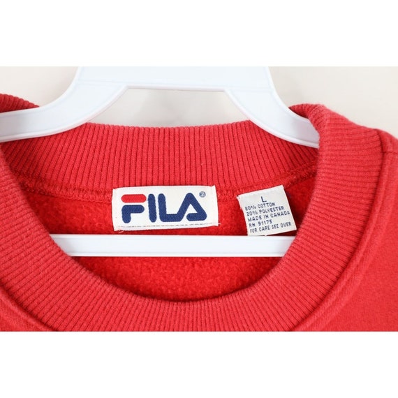 90s Fila Mens Large Faded Spell Out Big Logo Crew… - image 5