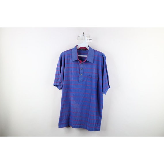 90s Streetwear Mens Large Thrashed Striped Collar… - image 1