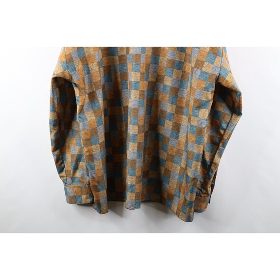 70s Streetwear Mens 2XL Checkered Collared Button… - image 7