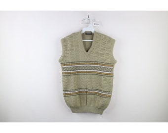 50er 60er Jahre Streetwear Herren Größe Mittel Dicke Fair Isle Strickpullover Weste, Vintage Dicke Strickpullover Weste, 1950er Jahre Pullover Weste, Fair Isle Weste