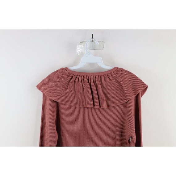 70s Streetwear Womens Large Ribbed Knit Ruffled F… - image 8
