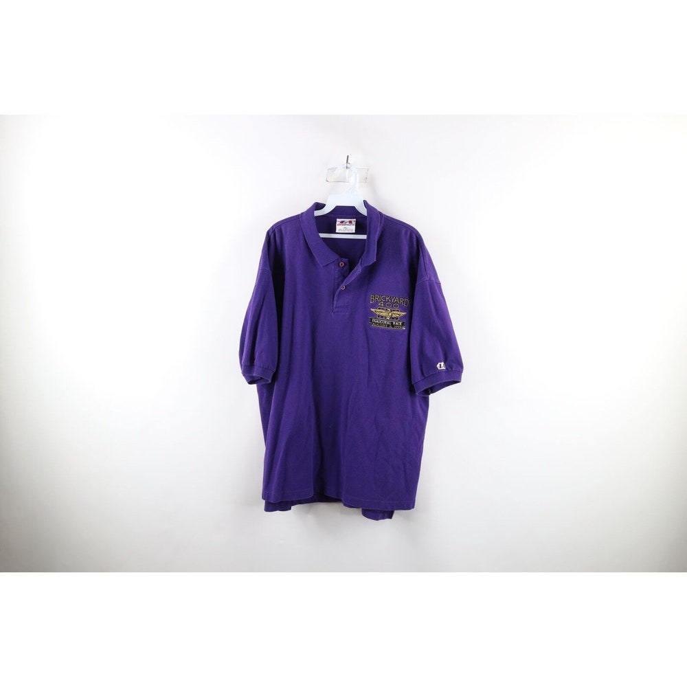 90S Mens Xl Faded Spell Out Inaugural Race Brickyard 400 Racing Polo Shirt, Vintage Racing Polo Shirt, Mens Vintage Polo, 90S Collared Polo