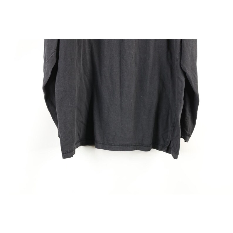 90s Streetwear Mens Large Faded Blank Long Sleeve Henley T-Shirt Black, Vintage Mens Blank T-Shirt, Vintage Long Sleeve T-Shirt, 90s Henley image 8