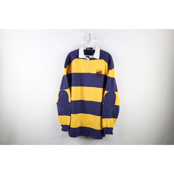 90s Ralph Lauren Mens XL Striped Spell Out Crest H