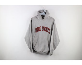 90s Womens Small Spell Out Ohio State University Heavyweight Hoodie Gray, Vintage Ohio State Buckeyes Hoodie, 90s Ohio State Football Hoodie
