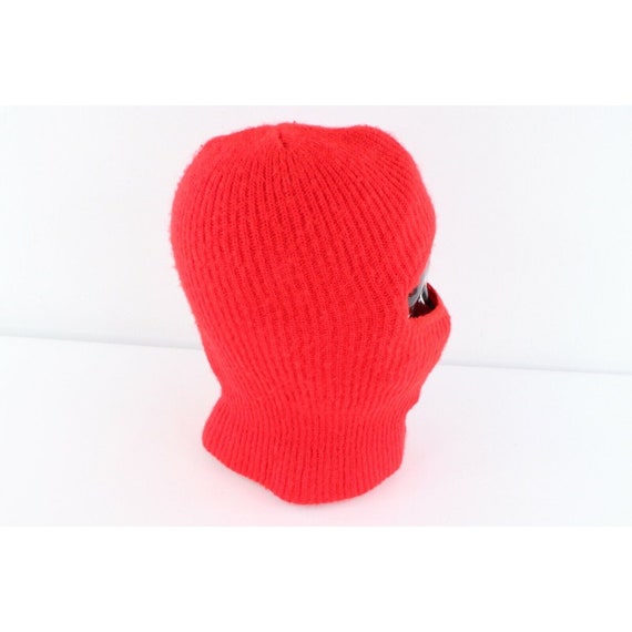 90s Streetwear Acrylic Knit One Hole Robber Beani… - image 4