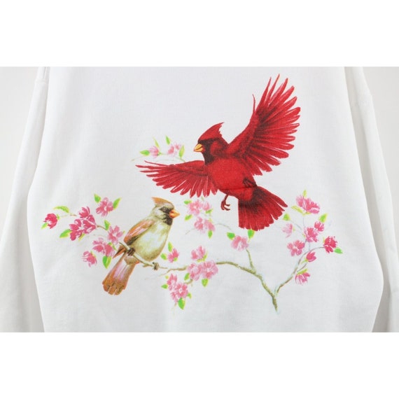 90s Country Primitive Womens XL Flower Birds Crew… - image 4