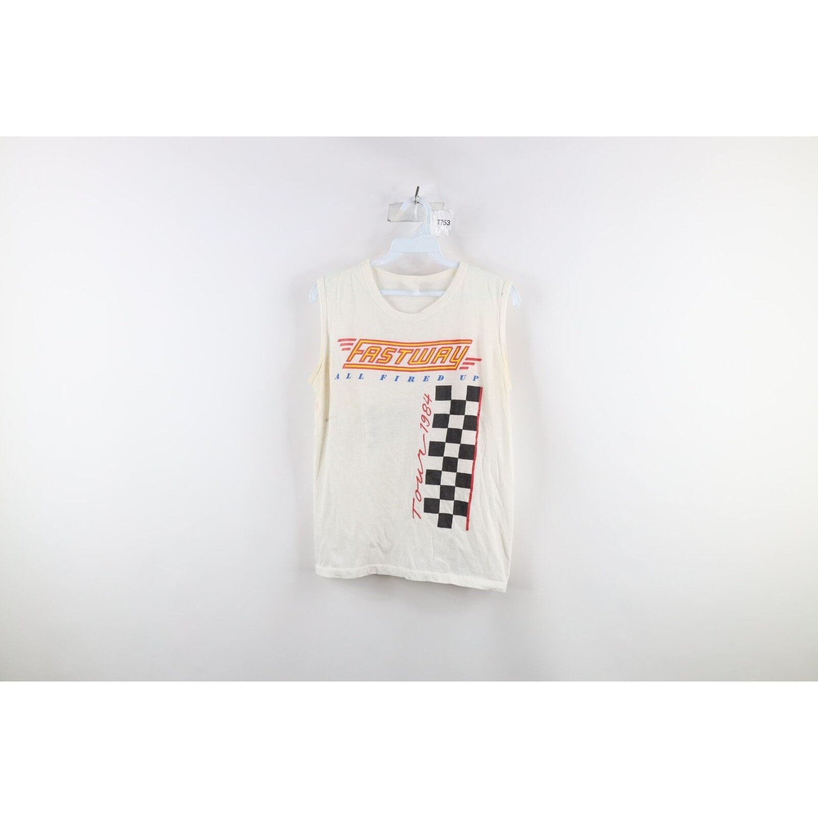 80s Womens Small 1984 All Fired up Fastway Band Sleeveless T-shirt 
