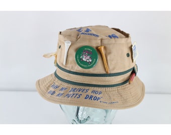 80s Laid Back Golfers Association Funny Roll Top Bucket Hat Cap Large, Vintage Golf Hat, Vintage Roll Top Hat, 1980s Golfing Bucket Hat Cap