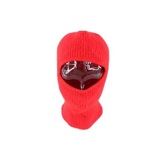 90s Streetwear Acrylic Knit One Hole Robber Beani… - image 1