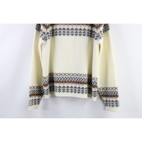 70s Streetwear Mens L Fair Isle Nordic Knit Full … - image 8