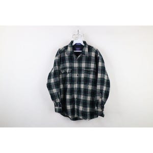 90's PENDLETON　XL Vintage 90s Pendleton Blue Plaid Flannel Lodge Shirt Size XL