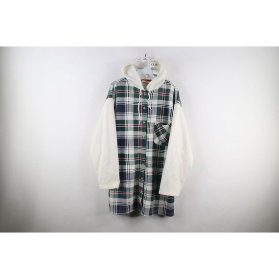 90s Streetwear Womens 18W Distressed Flannel Butt… - image 1