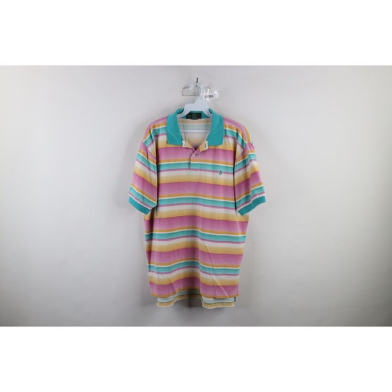 90s Streetwear Mens Large Faded Pastel Rainbow Str