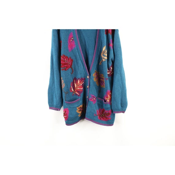 90s Streetwear Womens Medium Hand Knit Nature Fal… - image 3